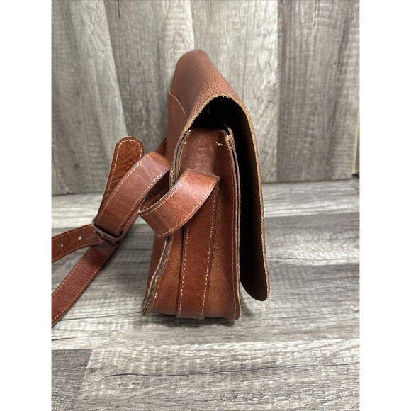 Lucky Brand The Point Leather Saddle Bag Cognac Leather Crossbody Purse Bag - Picture 3 of 10
